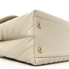 Caviar Chevron Quilted Medium Coco Handle Flap White