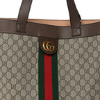GG Supreme Monogram Web Large Ophidia Vertical Shopping Tote Brown