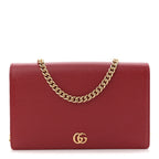 Dollar Calfskin Mini GG Marmont Chain Wallet Hibiscus Red