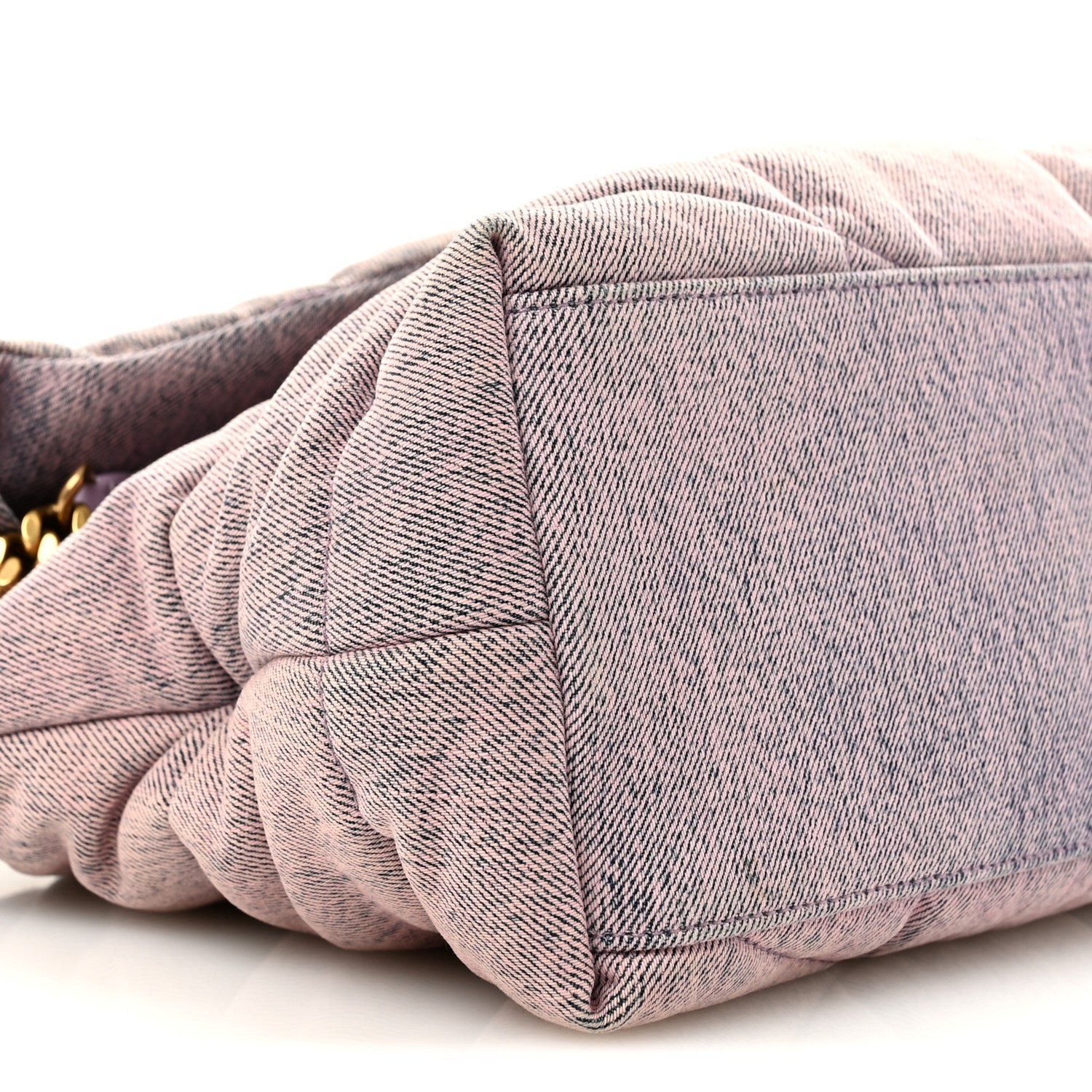 Denim Quilted Medium Loulou Puffer Monogram Chain Satchel Bleached Lilac