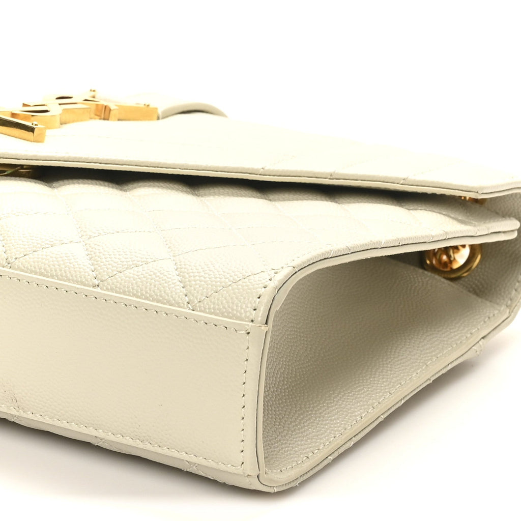 Grain De Poudre Textured Mixed Matelasse Medium Triquilt Monogram Satchel Crema Soft