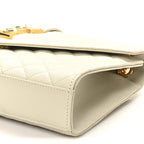 Grain De Poudre Textured Mixed Matelasse Medium Triquilt Monogram Satchel Crema Soft