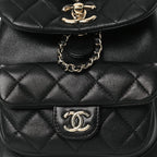 Lambskin Quilted Small Duma Drawstring Backpack Black
