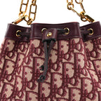 Oblique Drawstring Chain Bucket Bag Burgundy