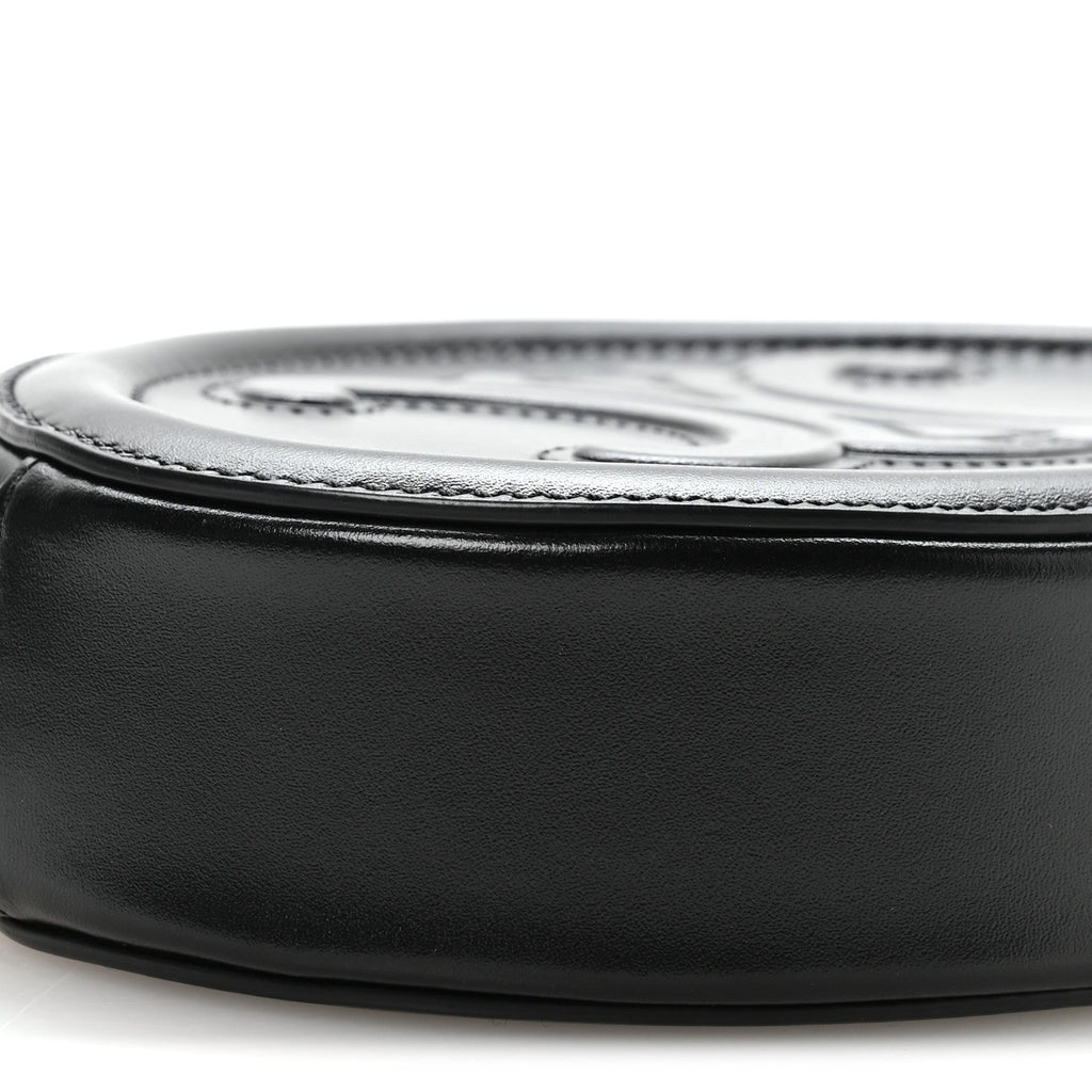 Smooth Calfskin Cuir Small Triomphe Oval Crossbody Purse Black