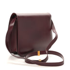 Box Calfskin Medium Classic Box Flap Bag Burgundy