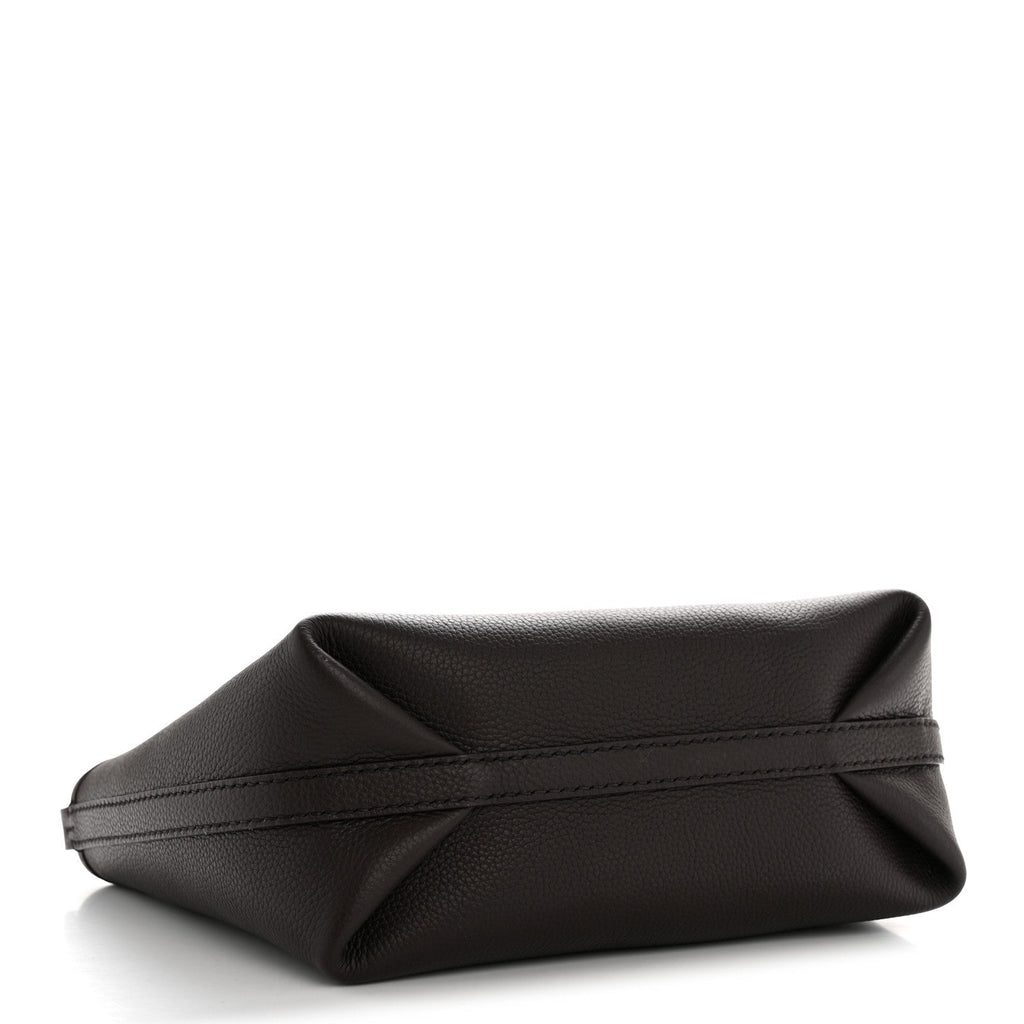 Grainy Calfskin Mini Reversible Tote Peat Sand