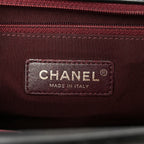 Glazed Calfskin Quilted Large Gold Bar Top Handle Flap Black