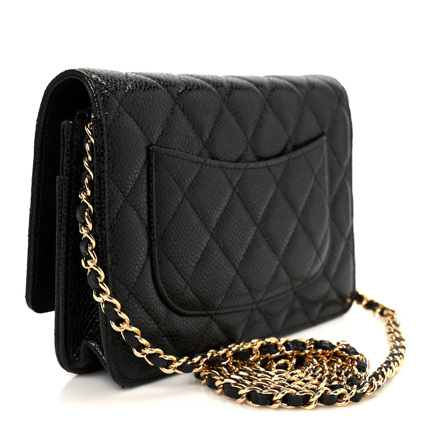 Caviar Quilted Wallet on Chain WOC Black