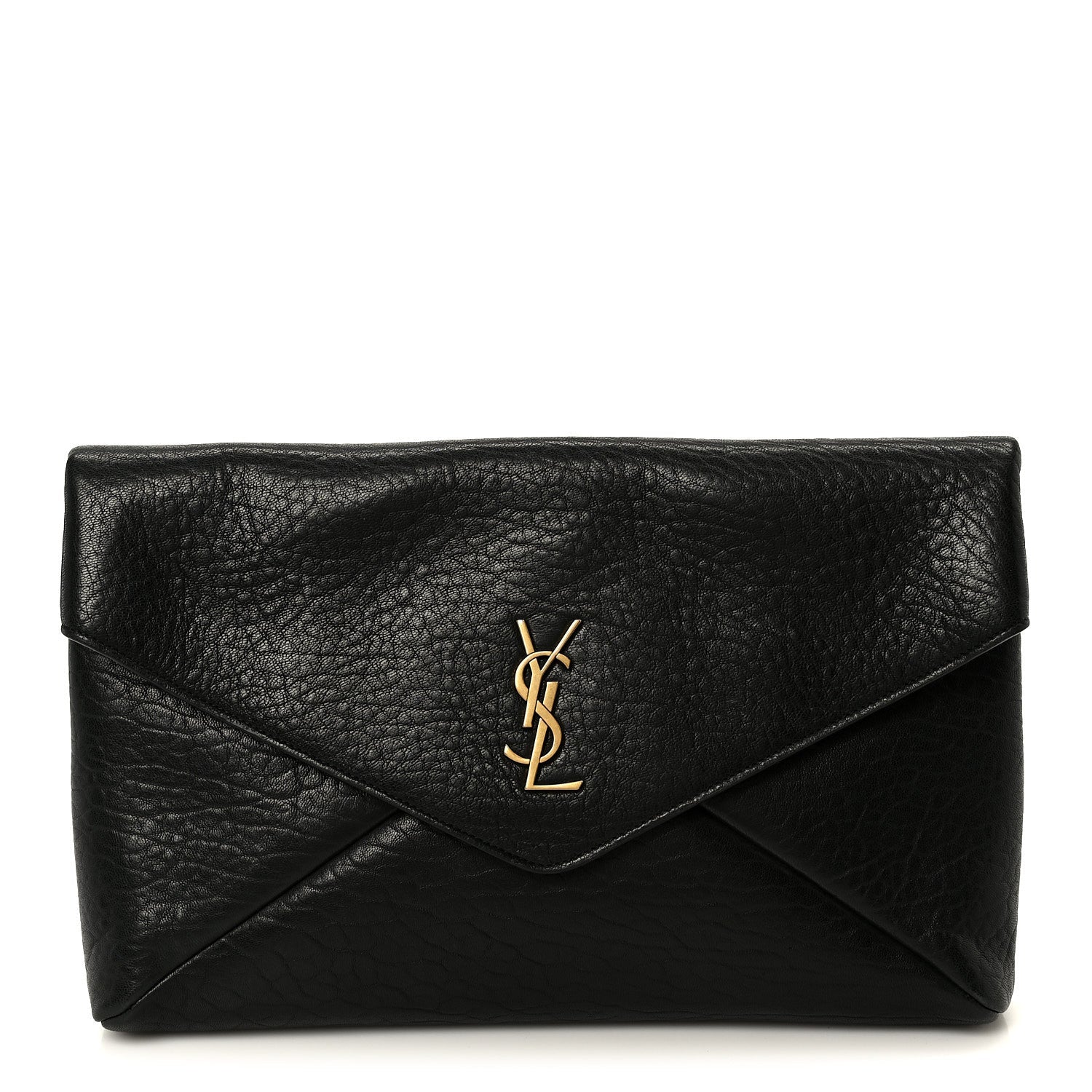 Grained Lambskin Cassandre Envelope Pouch Black