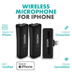 Movo Wireless Mini DI Duo Ultra Compact Wireless Lavalier Microphones for iPhone