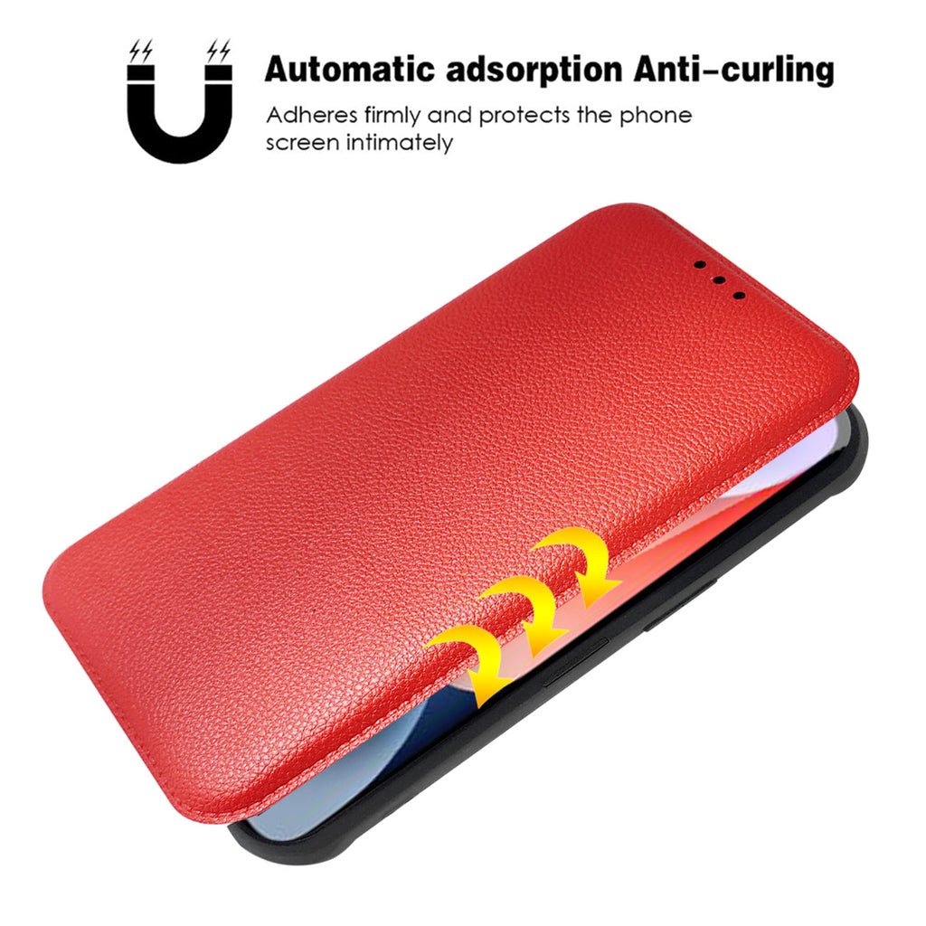Magnetic Wallet Leather Phone Case For Apple Iphone 14 Plus In Red