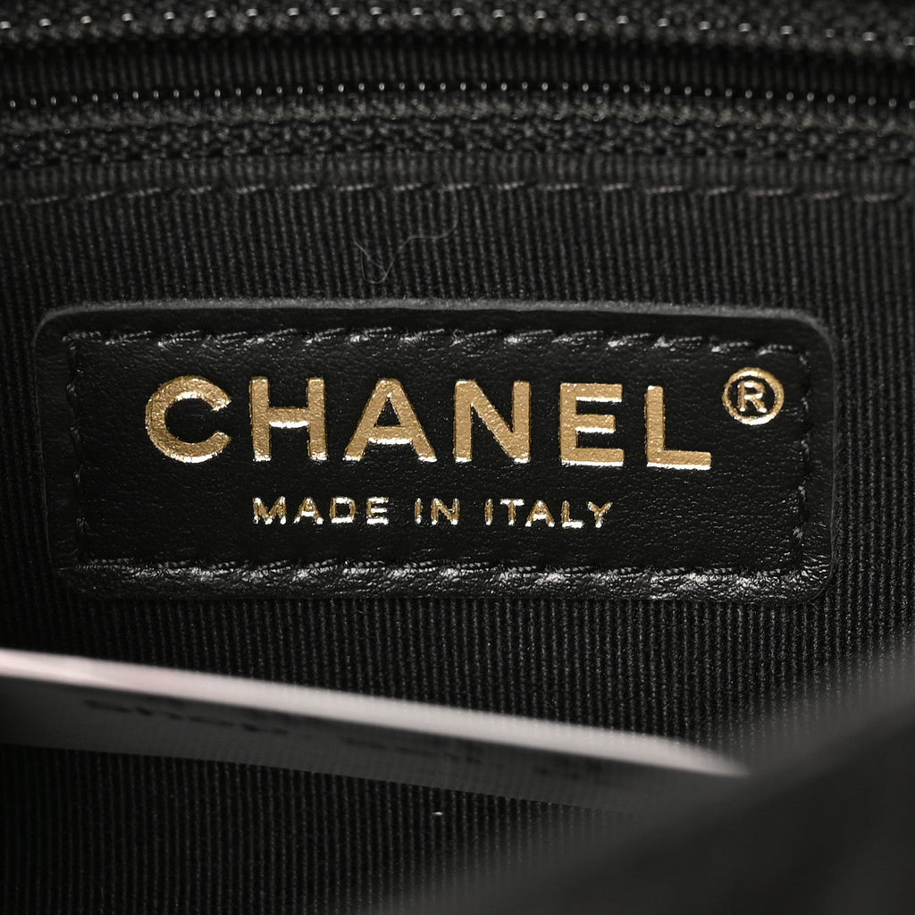 Calfskin Stitched Chain Flap Black