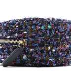 Tweed Quilted Round Clutch With Chain Multicolor