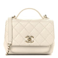 Caviar Quilted Small Business Affinity Flap White