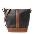 Triomphe Canvas Calfskin Small Bucket Bag Tan