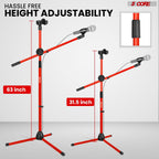 Mic Stand Floor Height Adjustable Tripod Microphone Stands w Extending Telescoping Boom Arm - MS DBL G