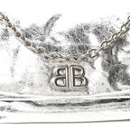 Metallized Arena Calfskin Medium Monaco Chain Shoulder Bag Silver