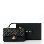 Caviar Quilted Mini Top Handle Rectangular Flap Black