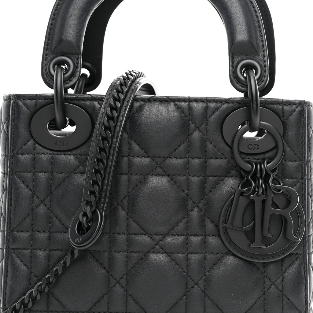 Ultra Matte Calfskin Cannage Mini Lady Dior Black