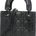 Ultra Matte Calfskin Cannage Mini Lady Dior Black