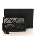 Lambskin Quilted Chanel 19 Flap Clutch Black