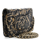 Calfskin Quilted Graffiti Pyramid Wallet On Chain WOC Black