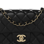 Lambskin Quilted Mini Rectangular Flap Black
