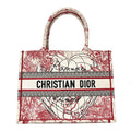 Canvas Embroidered Medium Dioramour D-Royaume Book Tote Red Multicolor