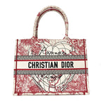Canvas Embroidered Medium Dioramour D-Royaume Book Tote Red Multicolor