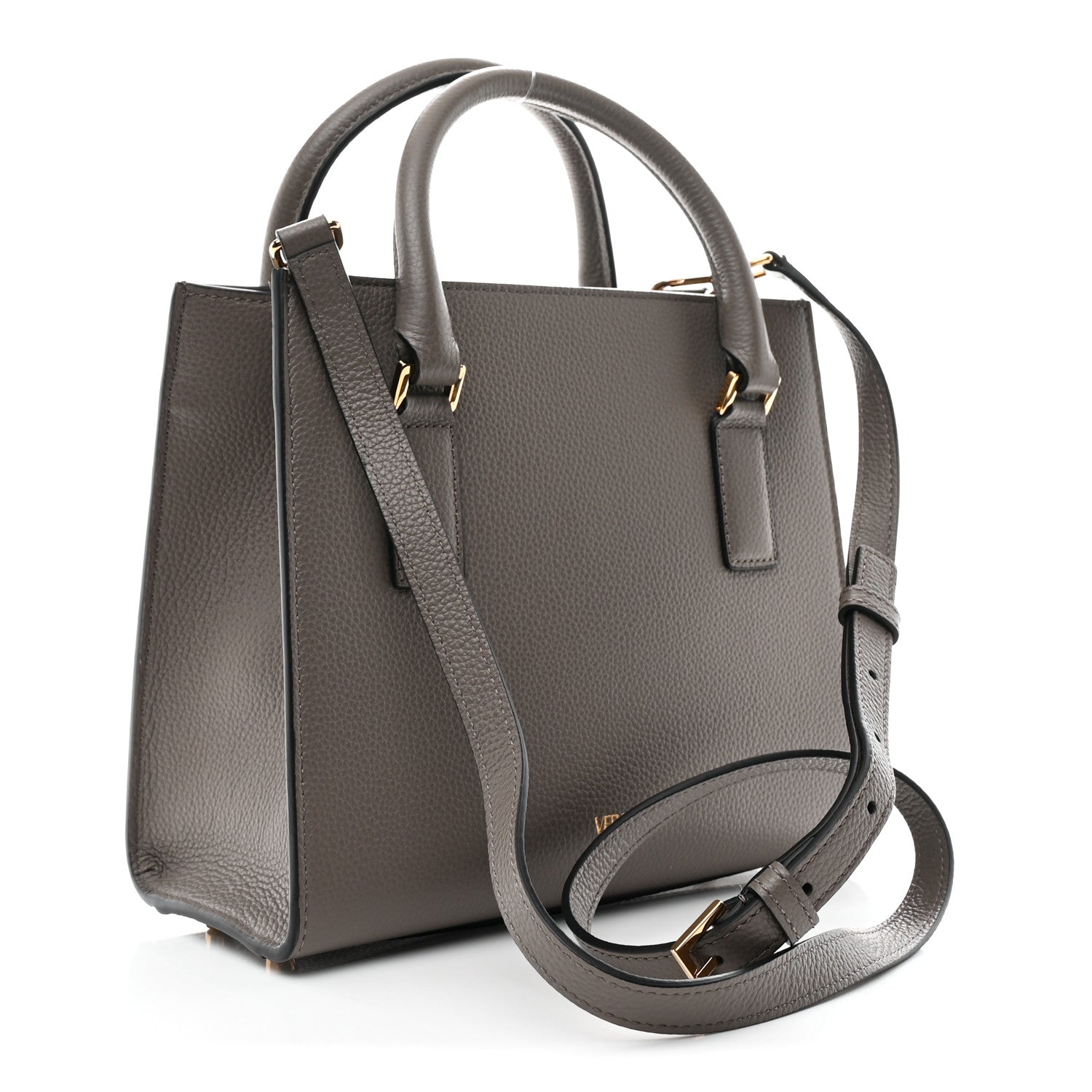Grainy Calfskin Virtus Top Handle Tote Grey