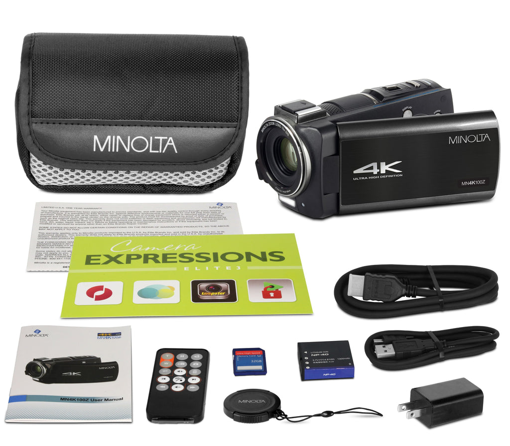 MINOLTA MN4K100Z 4K Ultra HD / 28 MP Camcorder w/10x Optical Zoom