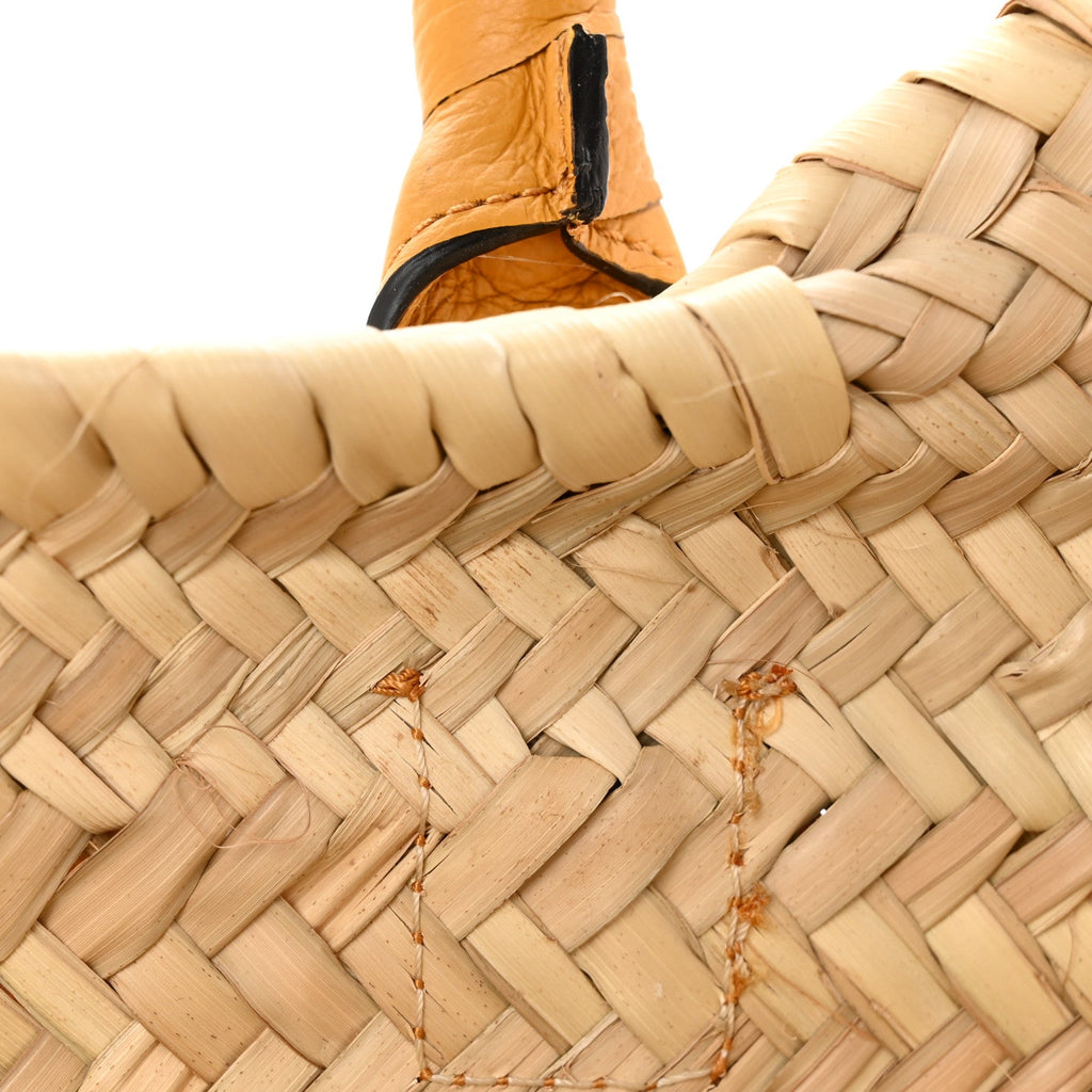 Raffia Small Grain Calfskin Medium Marcie Basket Yellow