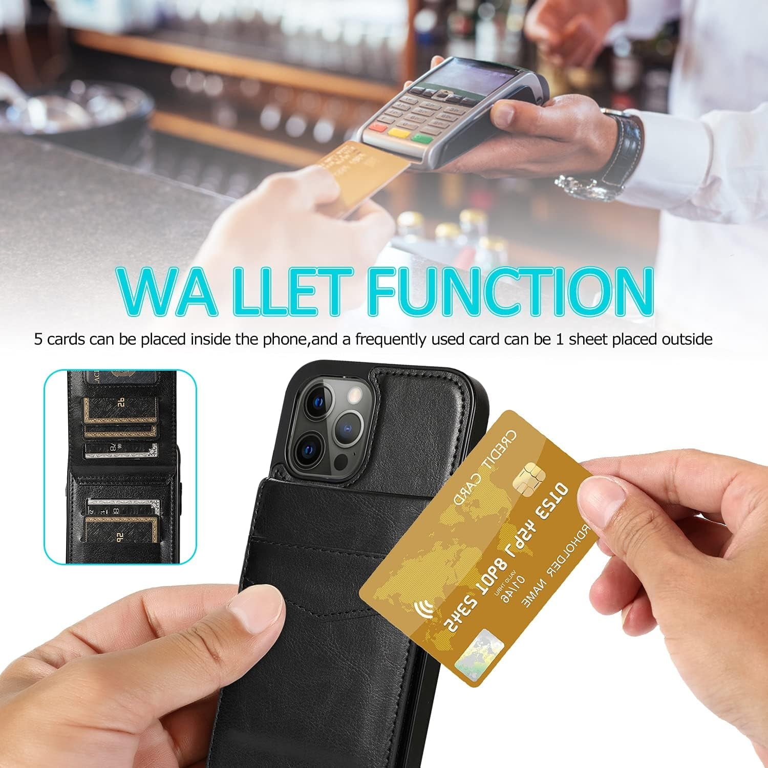 Entronix Case Compatible with iPhone 16 Plus - [6 Slot Card Holder] Slim Leather Wallet