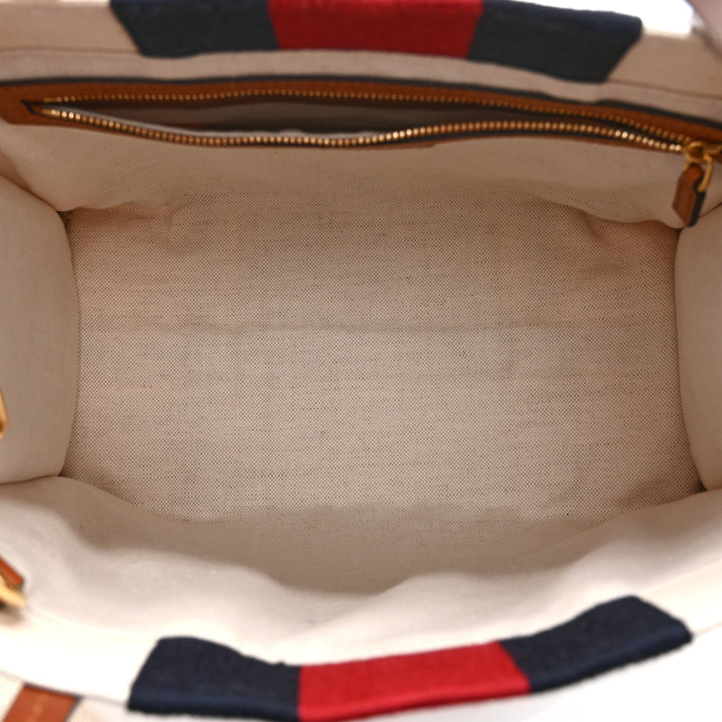 Canvas Calfskin Web Small Interlocking G Tote Bag Red Blue