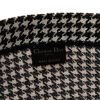 Canvas Houndstooth Embroidered Large Book Tote Black White