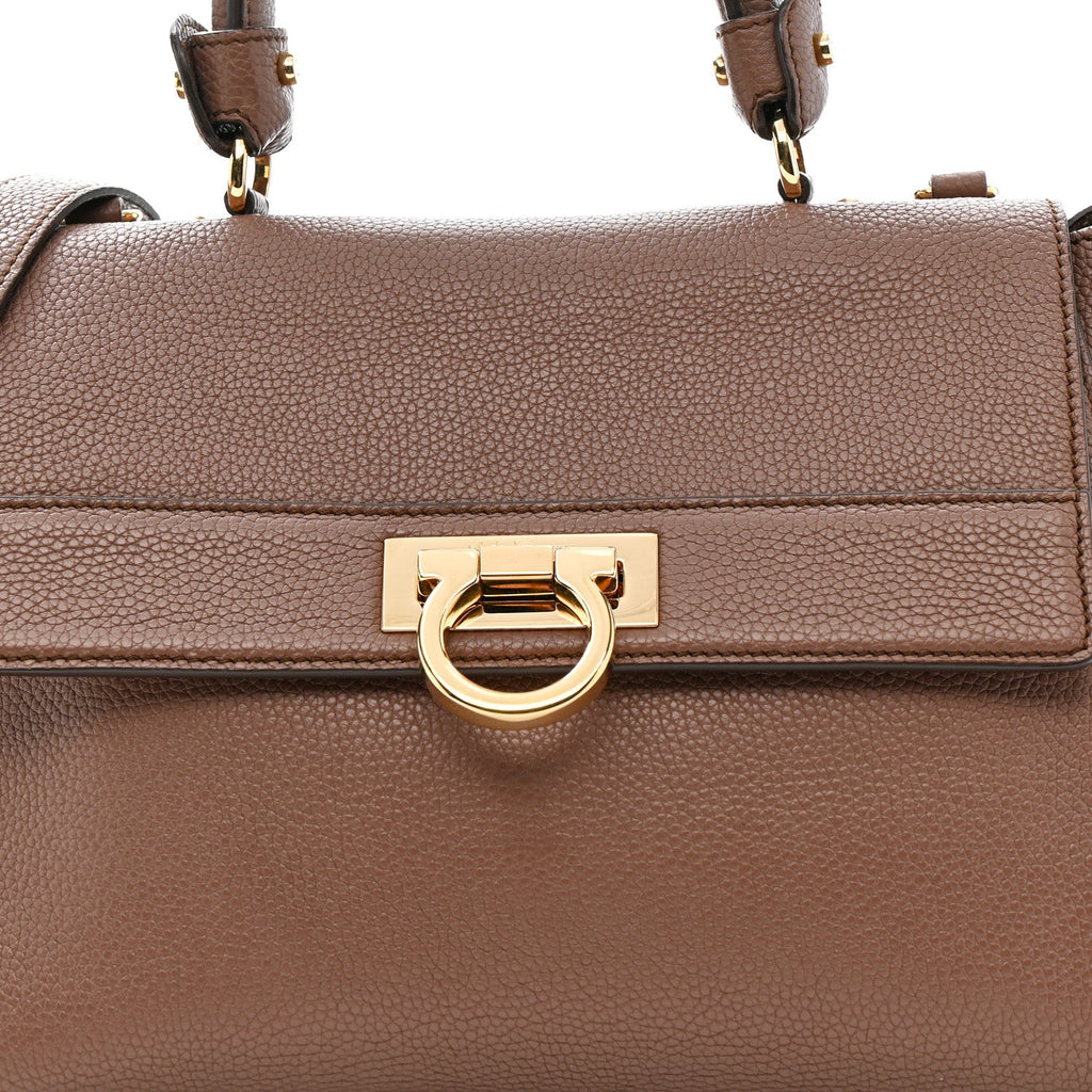 Grained Calfskin Sofia Satchel Moka