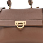 Grained Calfskin Sofia Satchel Moka