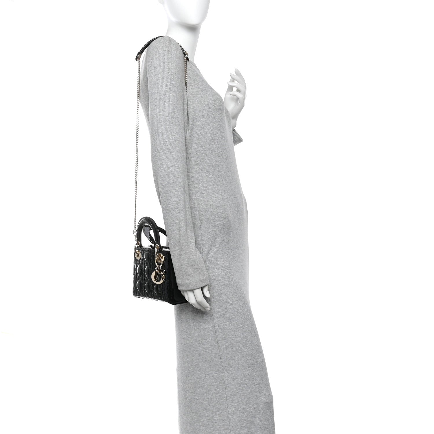 Patent Cannage Mini Lady Dior Black