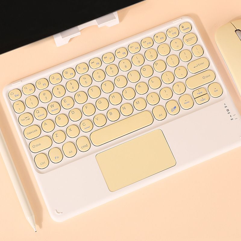 Wireless Bluetooth Keyboard with Touchpad for iPad Keybaord iPhone Samsung Galaxy Xiaomi Huawei Microsoft Surface HP - black square-Brown Switch
