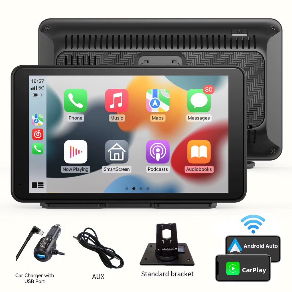10-Inch Touchscreen Car Audio Receiver with CarPlay and Android Auto Support, Portable Wireless Display