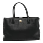 Calfskin Cerf Executive Shopper Tote Black