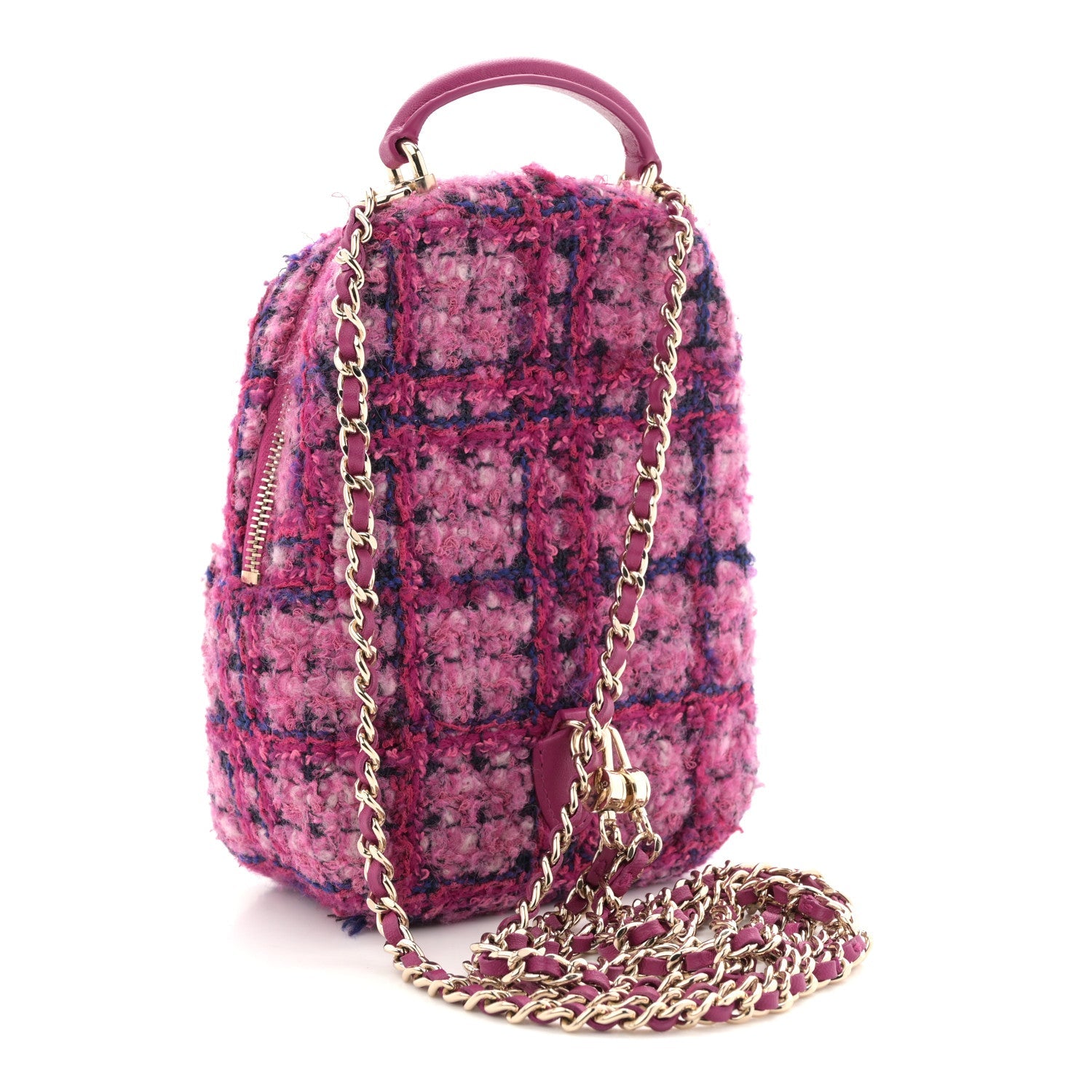 Tweed Quilted CC Mini Classic Backpack Fuchsia Navy