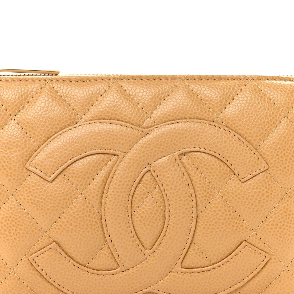 Caviar Quilted Timeless CC Shoulder Bag Beige