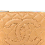 Caviar Quilted Timeless CC Shoulder Bag Beige