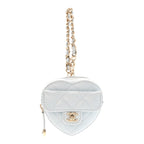 Lambskin Quilted CC Mini In Love Heart Bag Charm Light Blue