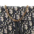 Oblique Saddle Chain Long Wallet Blue