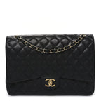 Caviar Quilted Maxi Double Flap Black