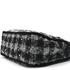 Tweed Shearling Quilted Lambskin Shopping Tote  Black Grey