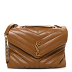 Calfskin Y Quilted Monogram Medium Loulou Chain Satchel Dark Natural